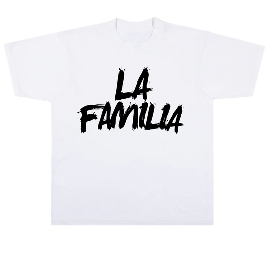*LA FAMILIA SCRIPT TEE (WHITE + BLACK)